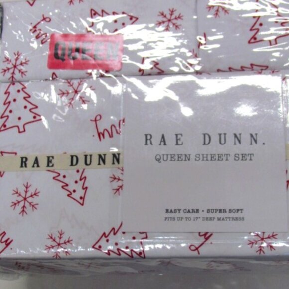 Rae Dunn NEW Snowflakes & Merry holiday sheet set Queen - Picture 3 of 3